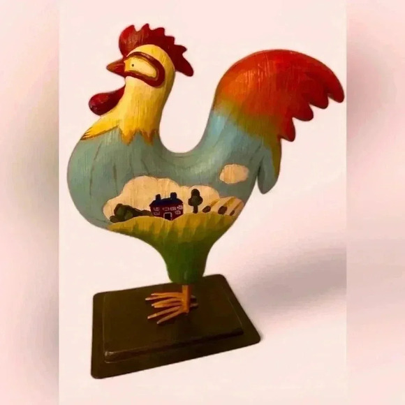 🔻Vintage🔻RUSS Berrie Folk Art Rooster Figurine, 7’’🐔 - Picture 3 of 8